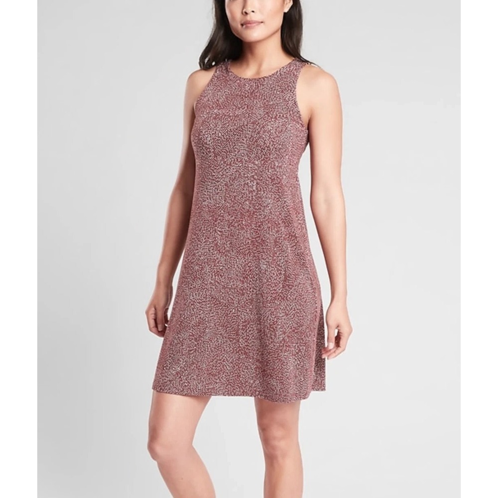 Athleta Santorini Dress Women's Burgundy White Printed Stretch Sleeveless - XSP